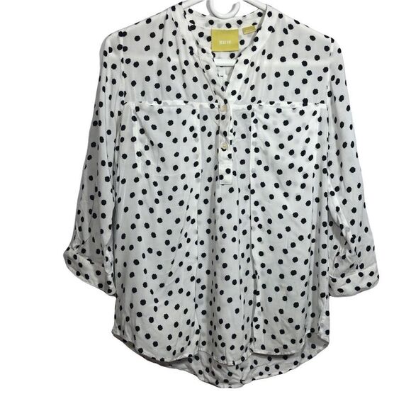Anthropologie Maeve Long Sleeve Polka Dots Blouse - Picture 1 of 12